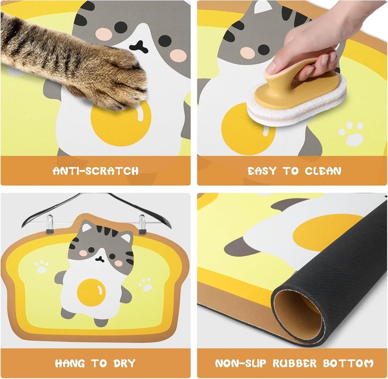 Zoeeya Yellow Cat Food & Water Mats - Absorbent Pet Feeding Placemats, 17.7 * 12 inch - Image 3